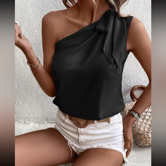 Boho one shoulder knot shoulder bodysuit - Picture 2 of 5